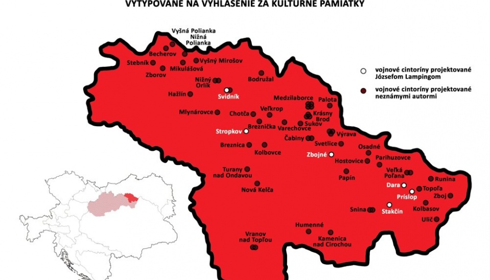 mapa vojnových cintorínov